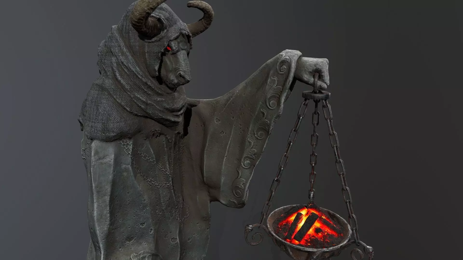 Dark Statue Low-poly 3D model_3