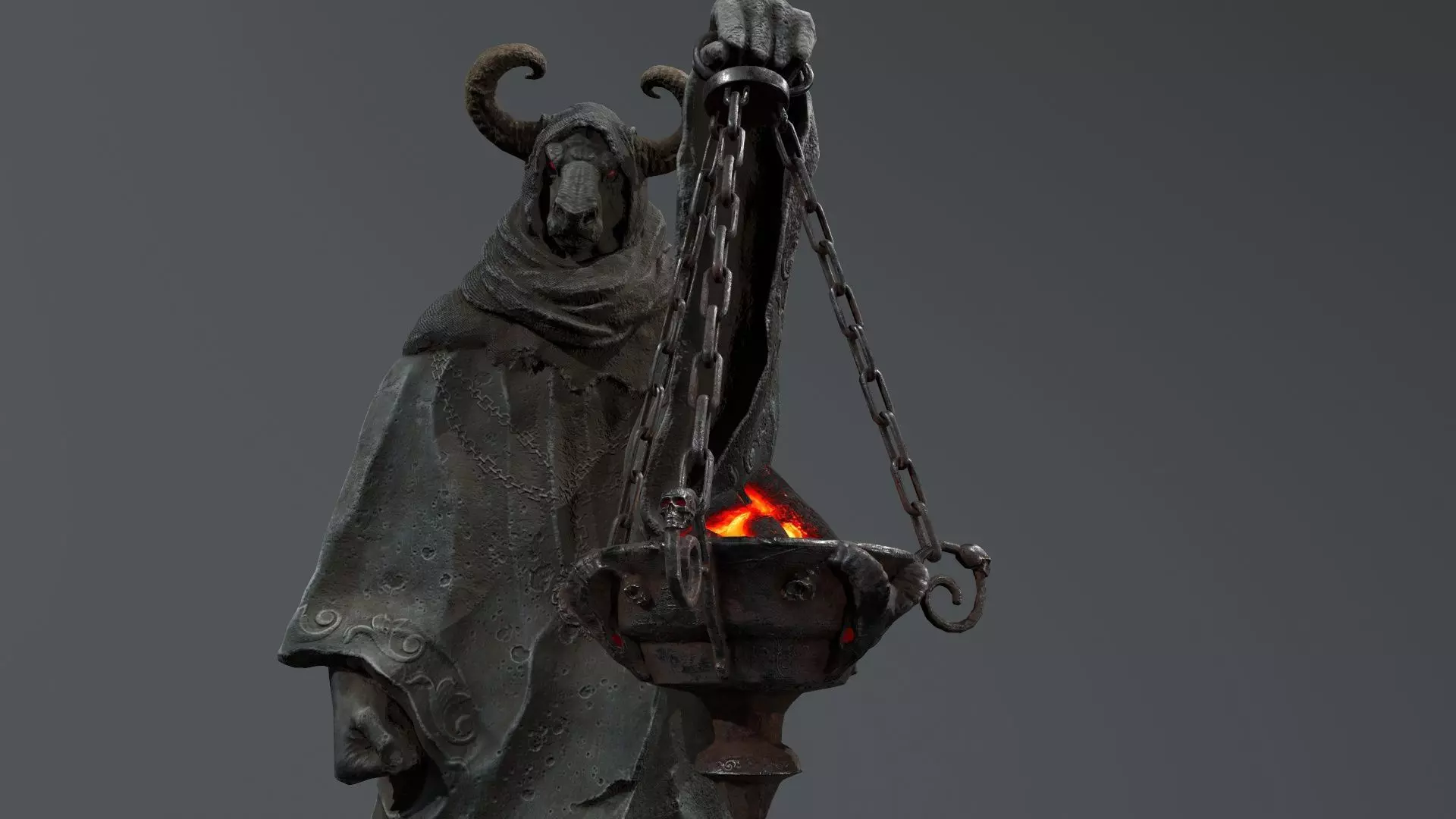 Dark Statue Low-poly 3D model_8