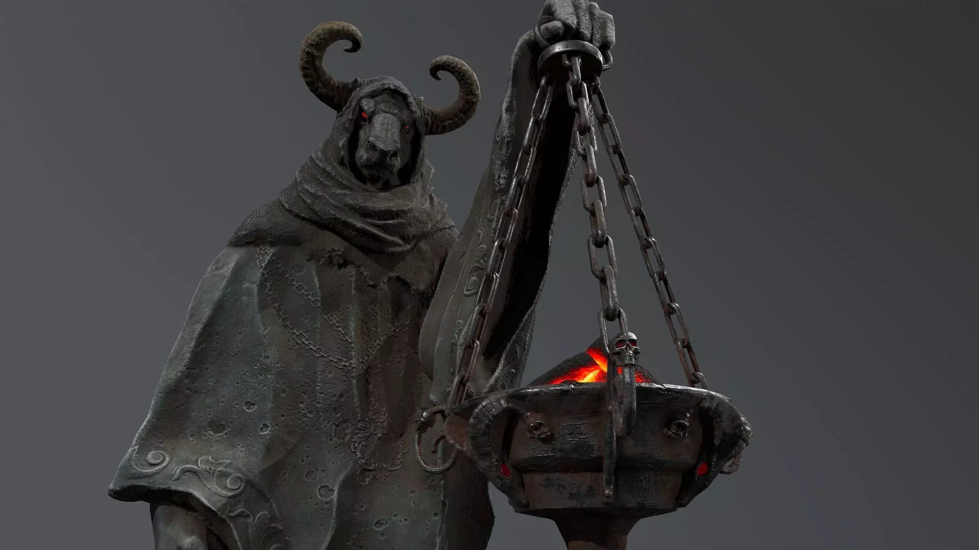 Dark Statue Low-poly 3D model_5