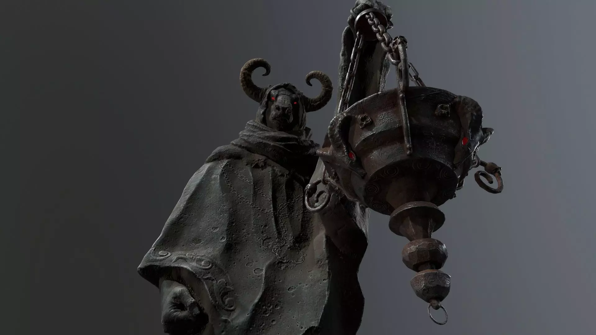 Dark Statue Low-poly 3D model_6