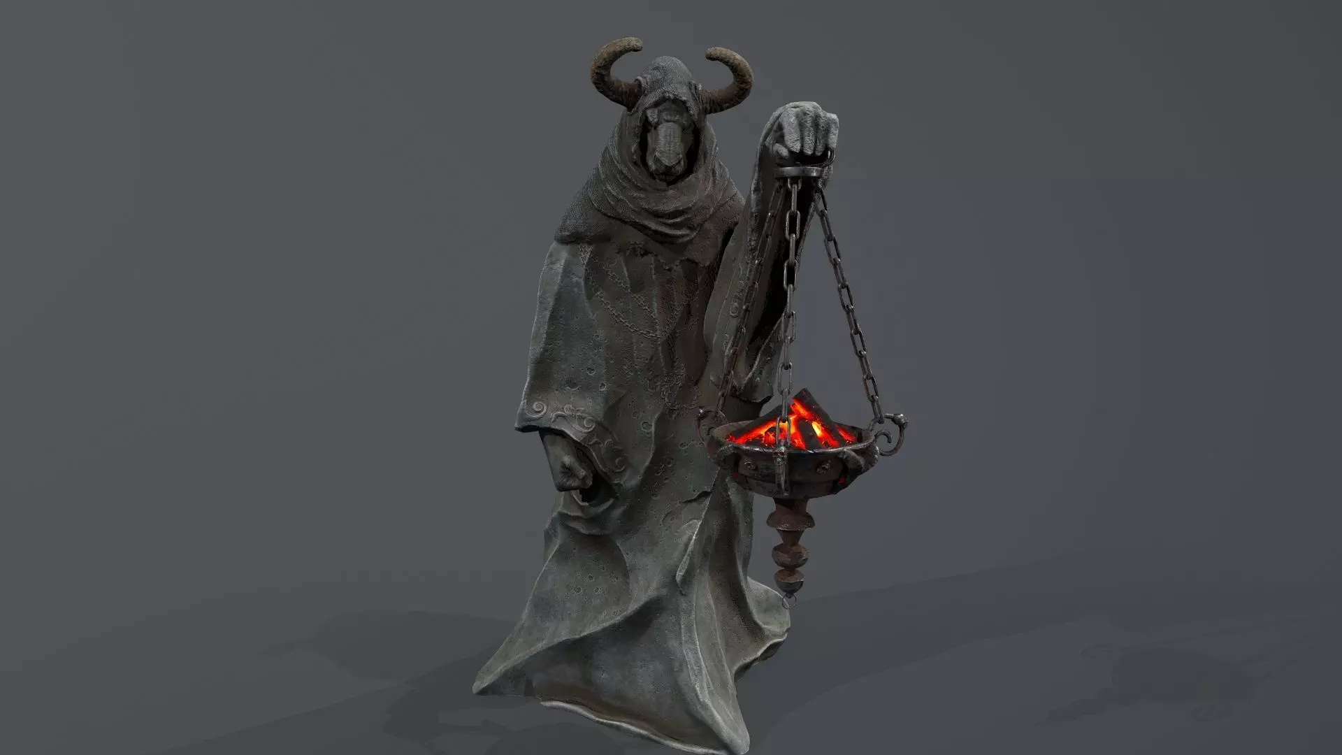 Dark Statue Low-poly 3D model_10