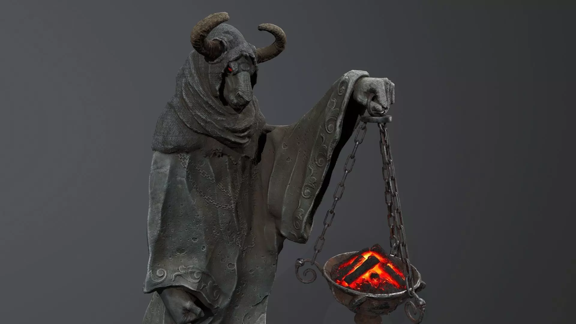 Dark Statue Low-poly 3D model_4