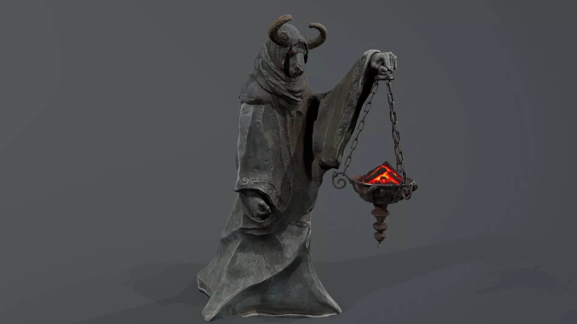 Dark Statue Low-poly 3D model_9