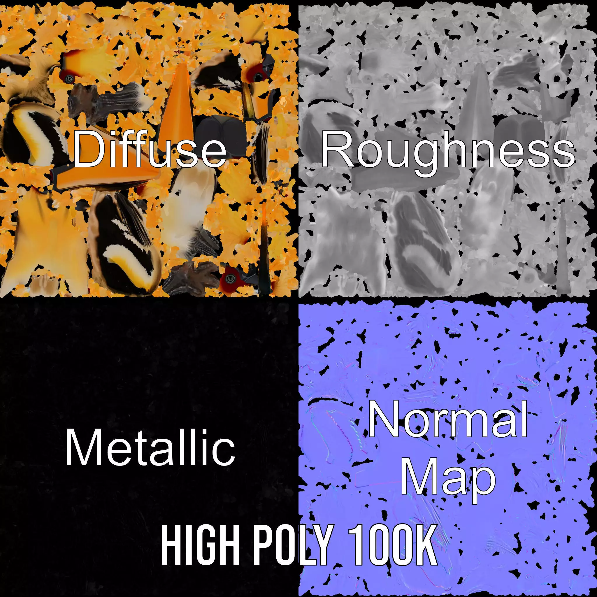 Vibrant Hornbill Bird model pack Low-poly 3D model_3