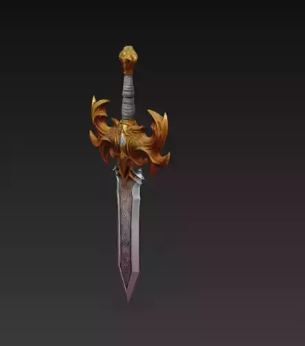 Golden Winged Fantasy Sword - Low Poly Stylized 3D Weapon Low-poly 3D model