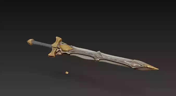 Heavy Fantasy Battle Sword - Low Poly Stylized 3D Weapon Low-poly 3D model