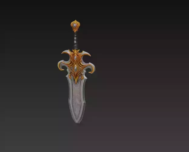 Jewel Encrusted Fantasy Sword - Low Poly Stylized 3D Weapon Low-poly 3D model