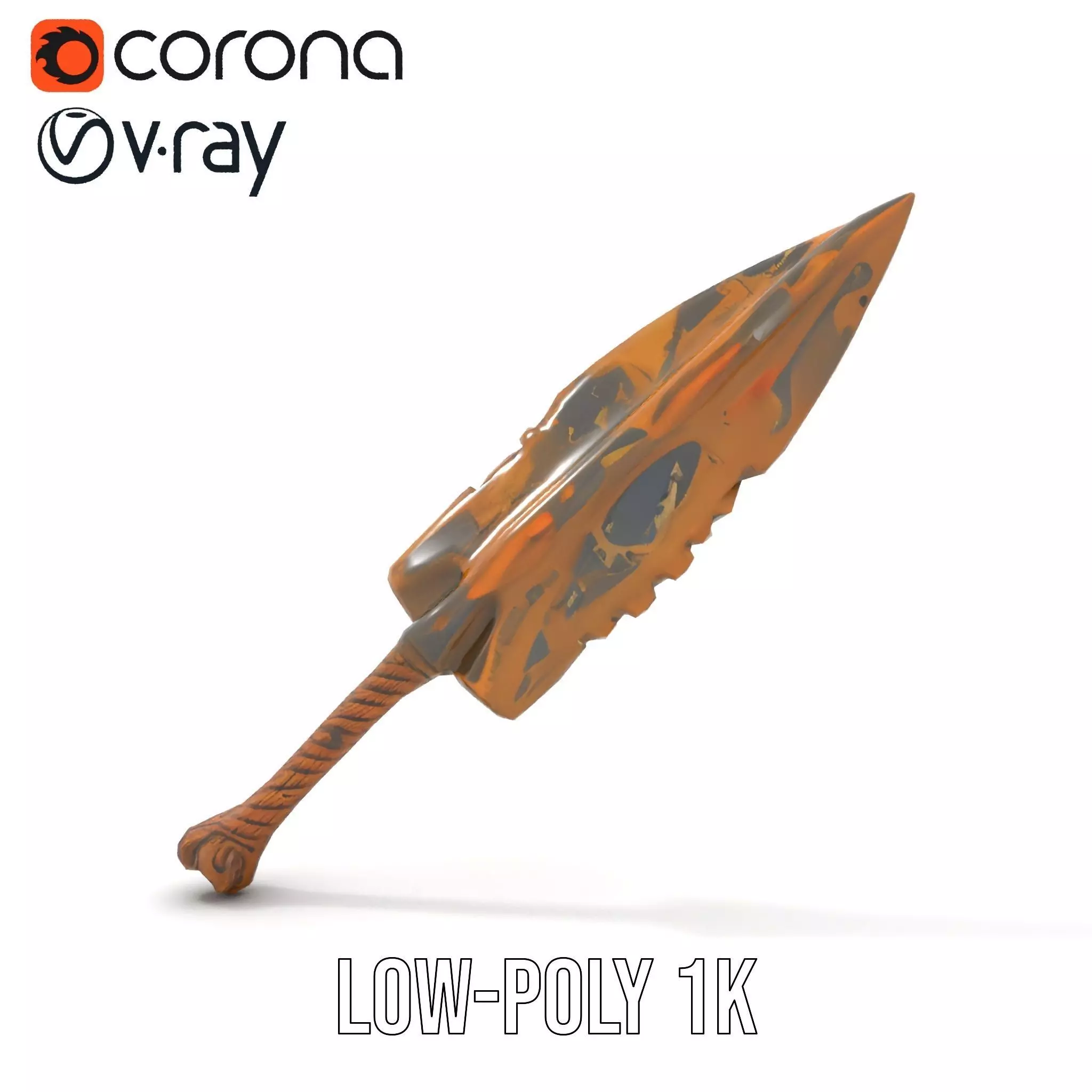 Stone Age Spear model pack Low-poly 3D model_12