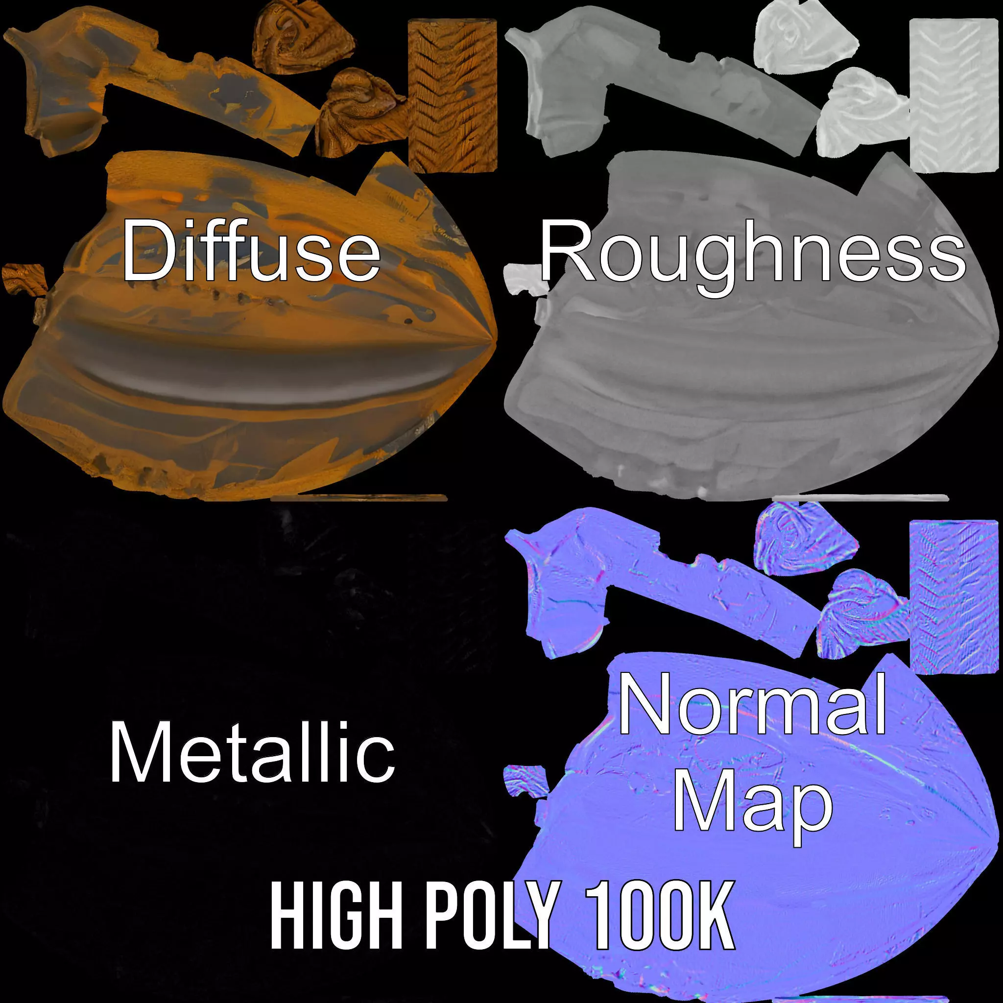 Stone Age Spear model pack Low-poly 3D model_3