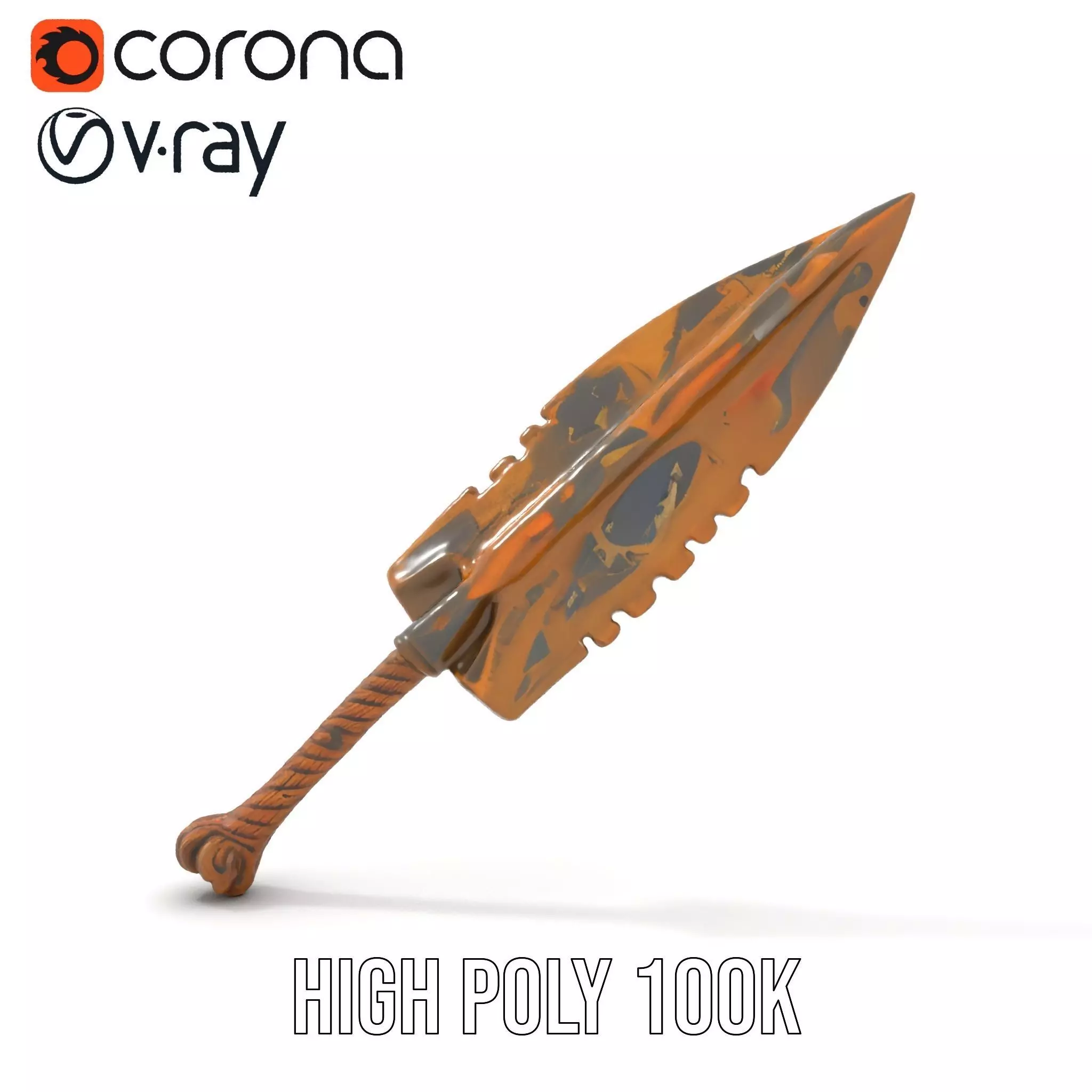 Stone Age Spear model pack Low-poly 3D model_25