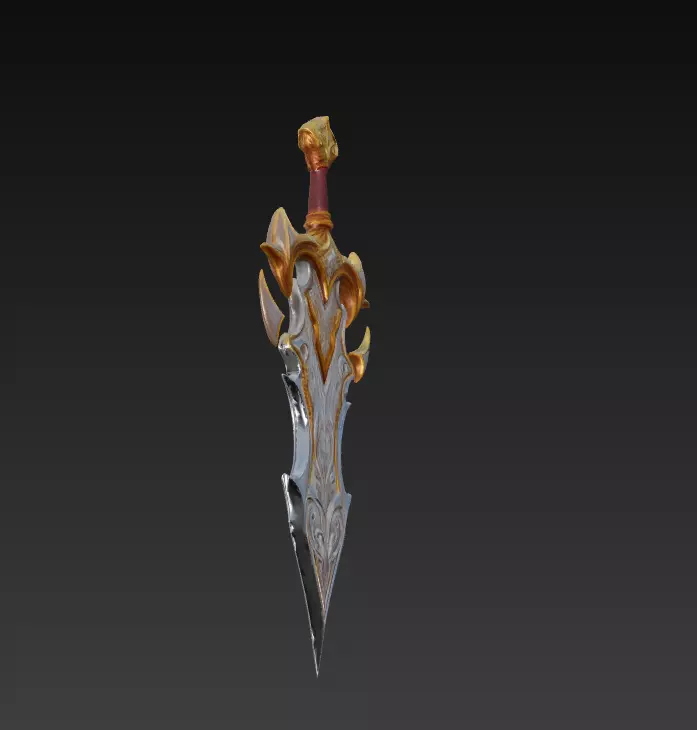 Ornate Fantasy Short Sword - Low Poly Stylized 3D Weapon Low-poly 3D model_9