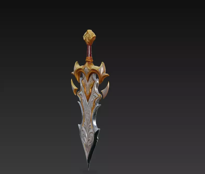 Ornate Fantasy Short Sword - Low Poly Stylized 3D Weapon Low-poly 3D model_6