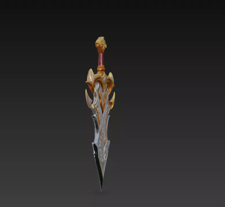 Ornate Fantasy Short Sword - Low Poly Stylized 3D Weapon Low-poly 3D model_4