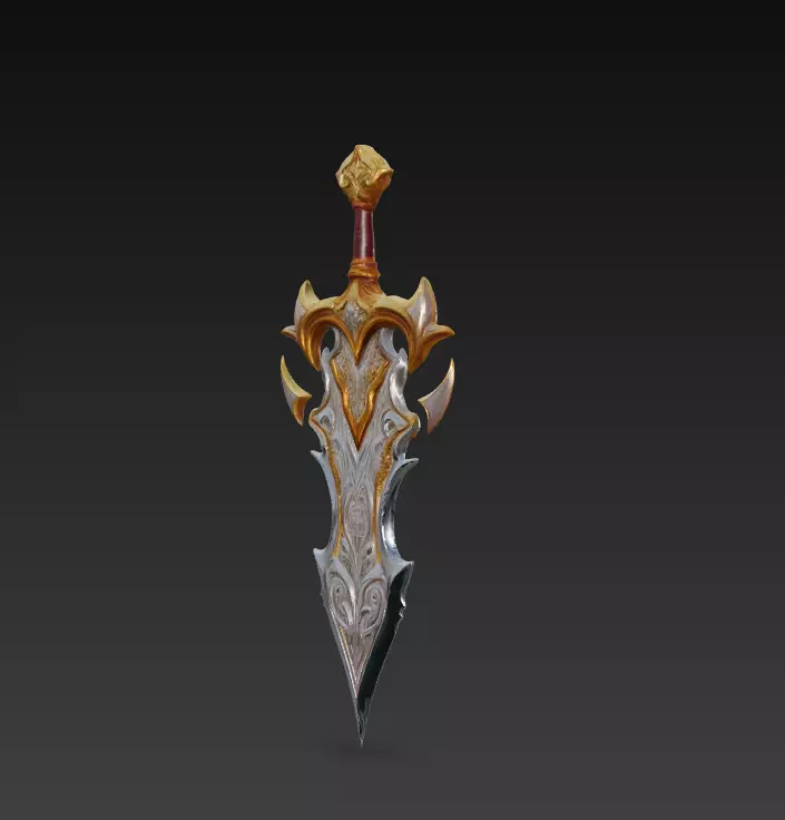 Ornate Fantasy Short Sword - Low Poly Stylized 3D Weapon Low-poly 3D model_2