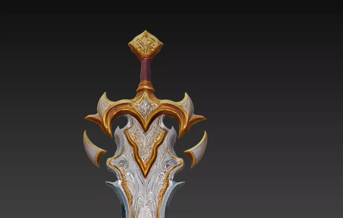 Ornate Fantasy Short Sword - Low Poly Stylized 3D Weapon Low-poly 3D model_7