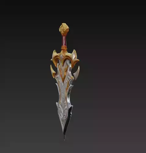 Ornate Fantasy Short Sword - Low Poly Stylized 3D Weapon Low-poly 3D model