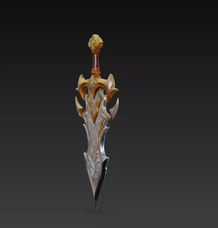 Ornate Fantasy Short Sword - Low Poly Stylized 3D Weapon Low-poly 3D model_0