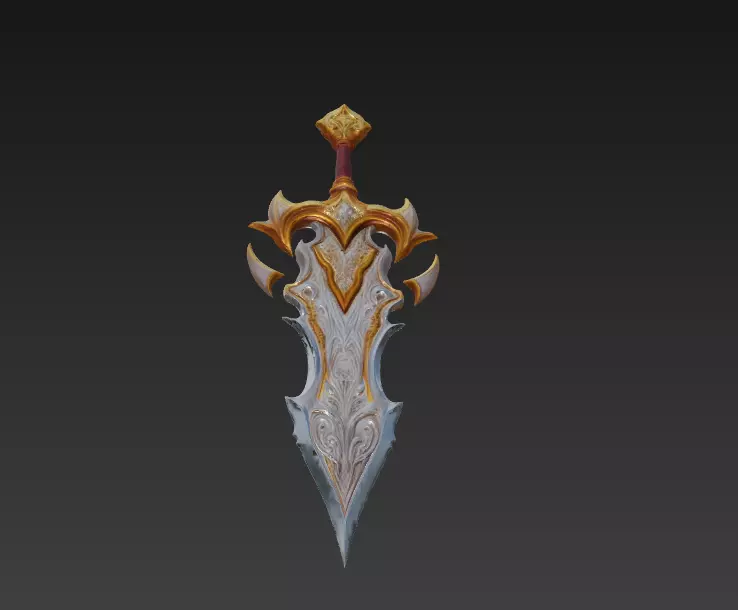 Ornate Fantasy Short Sword - Low Poly Stylized 3D Weapon Low-poly 3D model_3