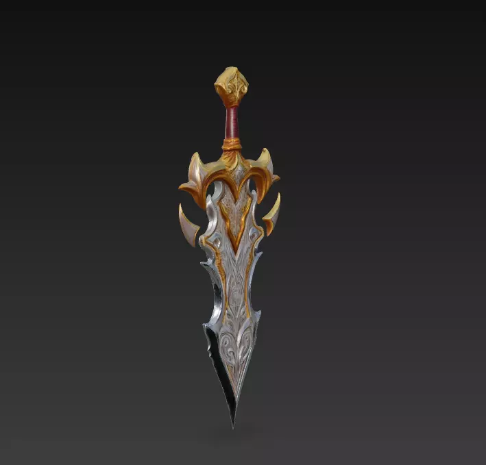 Ornate Fantasy Short Sword - Low Poly Stylized 3D Weapon Low-poly 3D model_1