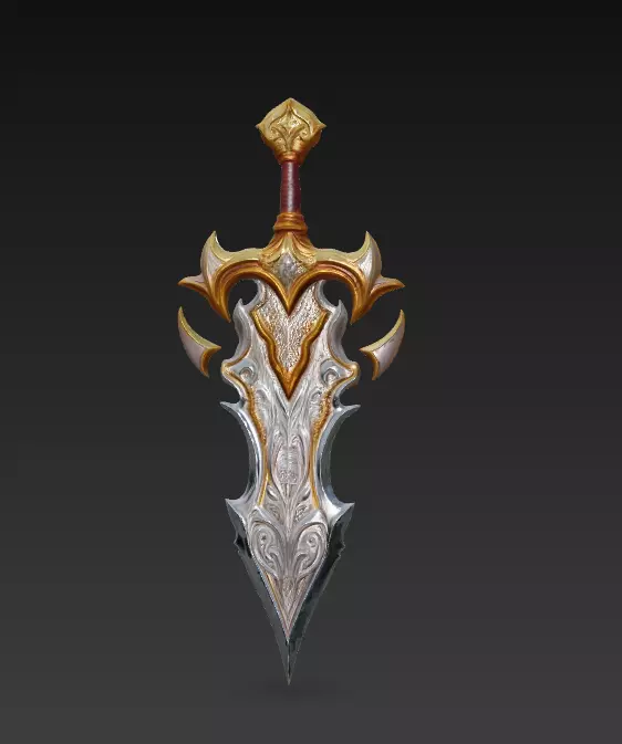 Ornate Fantasy Short Sword - Low Poly Stylized 3D Weapon Low-poly 3D model_5