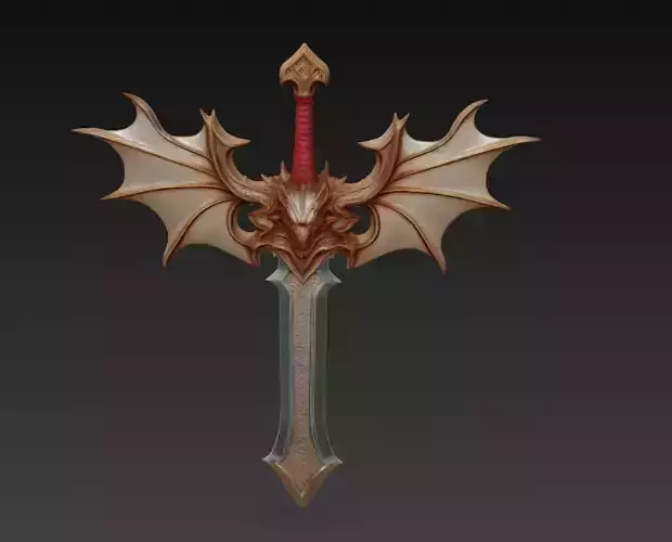 Bloodwing Fangblade - Demonic Winged Fantasy Sword Low-poly 3D model