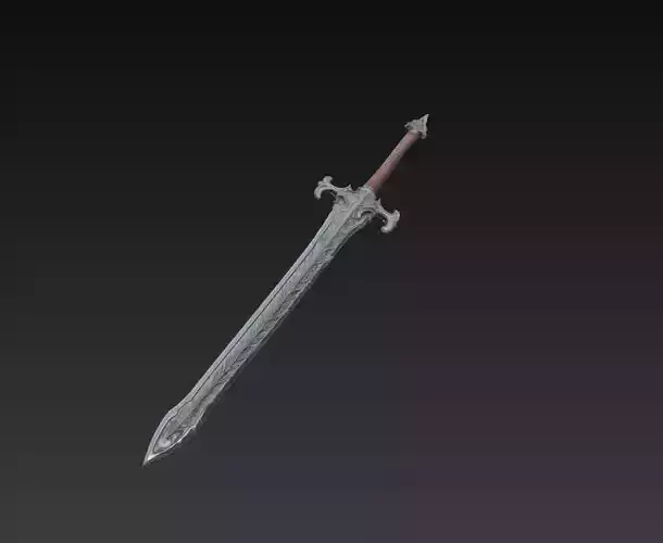 Silverthorn Sentinel - Ancient Guardian Sword Low-poly 3D model