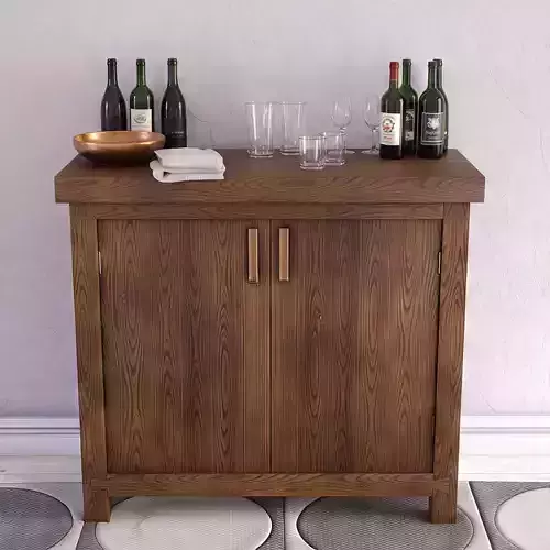 Reed Buffet Table 40 Inch Crate and Barrel 3DSsMax and UE5 C Low-poly 3D model