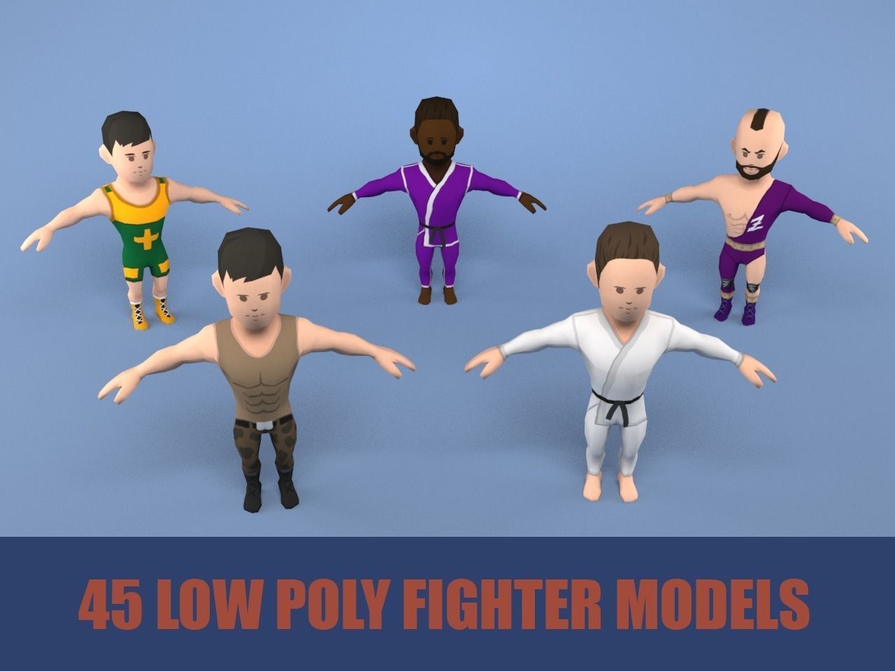 Low poly fighters pack Low-poly 3D model_0