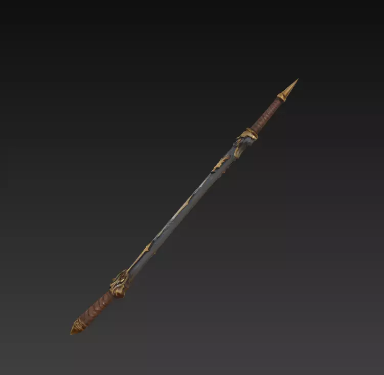 Double-Edged Fantasy Greatsword - Low Poly Stylized 3D Weapon Low-poly 3D model_2