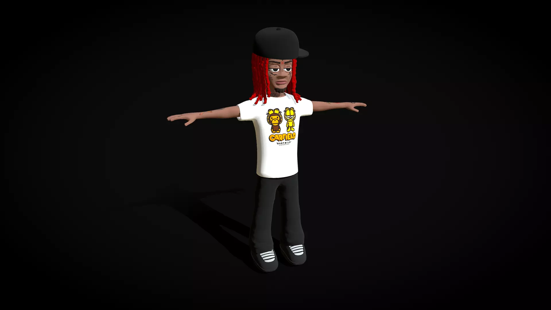 Trippie Redd Cartoon Character 3D model_0