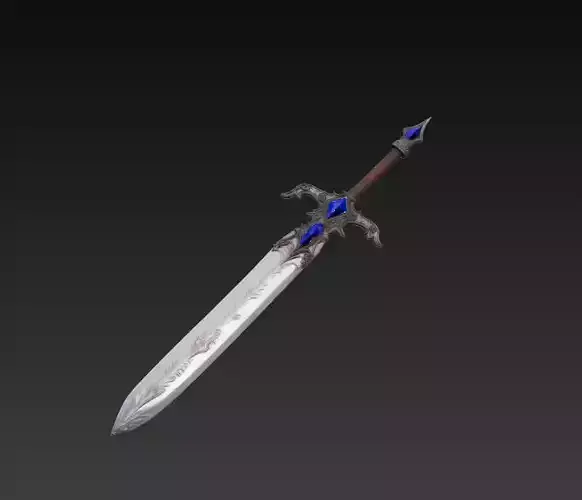 Azure Nightfall - Enchanted Royal Greatsword Low-poly 3D model