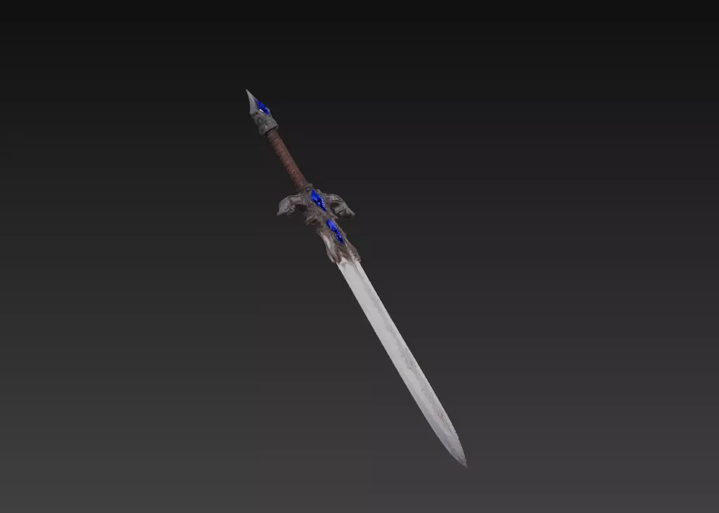Azure Nightfall - Enchanted Royal Greatsword Low-poly 3D model_3