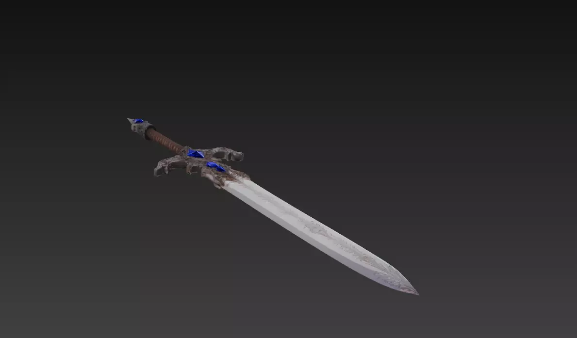 Azure Nightfall - Enchanted Royal Greatsword Low-poly 3D model_7