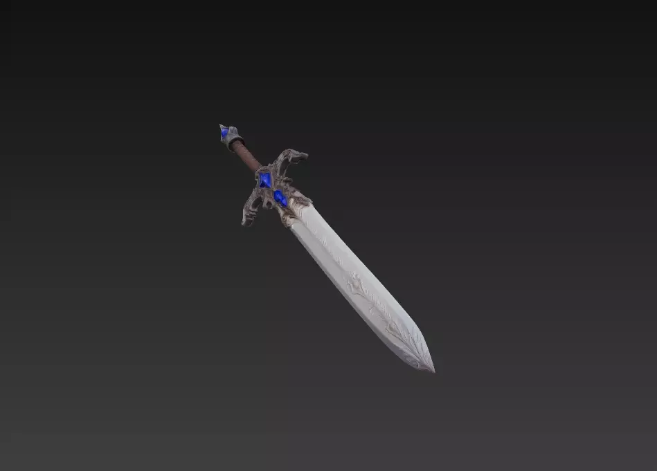Azure Nightfall - Enchanted Royal Greatsword Low-poly 3D model_4