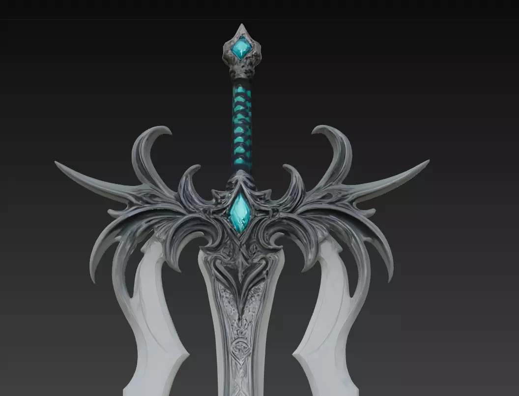Frostwing Soulreaver - Low Poly Dark Fantasy Sword Low-poly 3D model_7