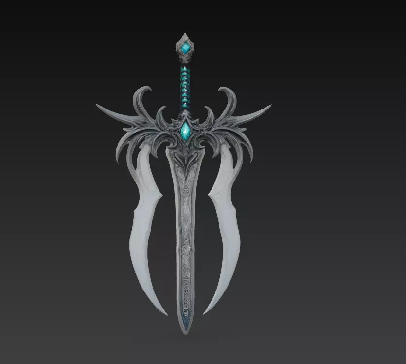 Frostwing Soulreaver - Low Poly Dark Fantasy Sword Low-poly 3D model_3