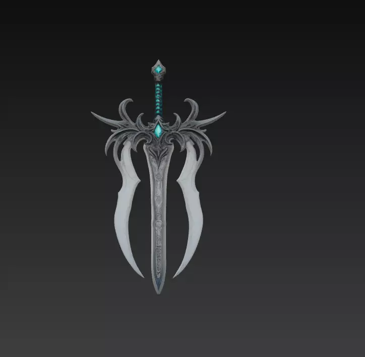 Frostwing Soulreaver - Low Poly Dark Fantasy Sword Low-poly 3D model_0