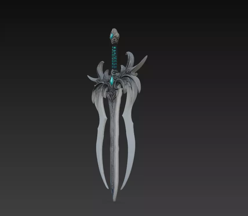Frostwing Soulreaver - Low Poly Dark Fantasy Sword Low-poly 3D model_4