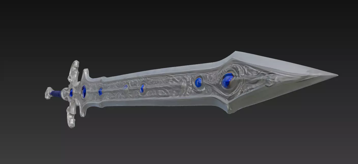 Sapphire Moonblade - Low Poly Enchanted Fantasy Sword Low-poly 3D model_3