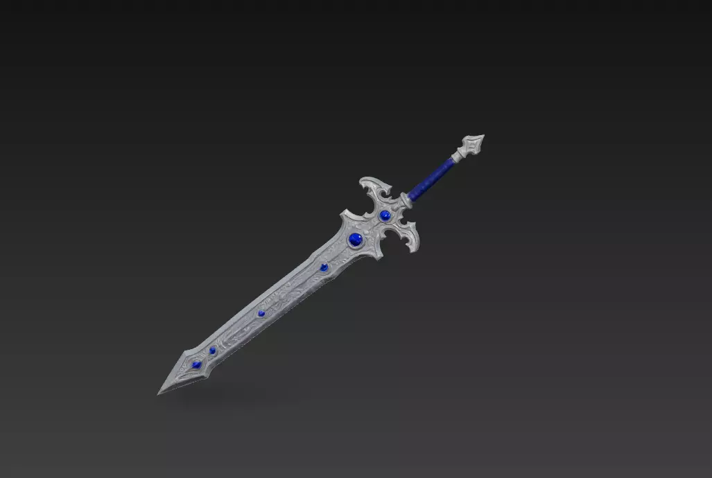 Sapphire Moonblade - Low Poly Enchanted Fantasy Sword Low-poly 3D model_6