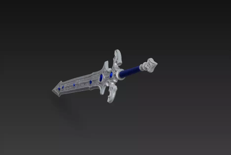 Sapphire Moonblade - Low Poly Enchanted Fantasy Sword Low-poly 3D model_7