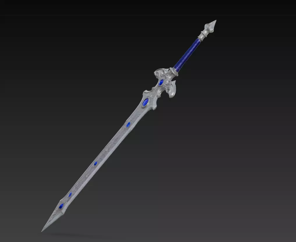 Sapphire Moonblade - Low Poly Enchanted Fantasy Sword Low-poly 3D model_8