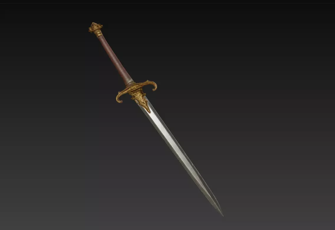 Medieval Royal Longsword - Low Poly Stylized 3D Weapon Low-poly 3D model_2
