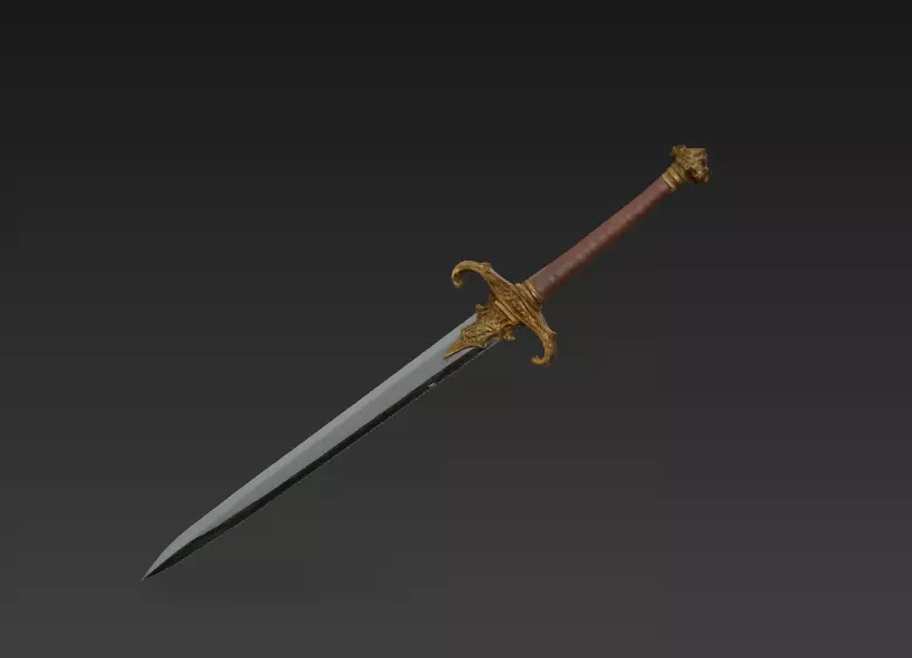 Medieval Royal Longsword - Low Poly Stylized 3D Weapon Low-poly 3D model_5