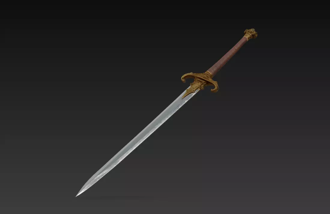 Medieval Royal Longsword - Low Poly Stylized 3D Weapon Low-poly 3D model_6