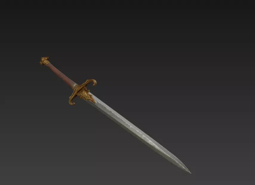 Medieval Royal Longsword - Low Poly Stylized 3D Weapon Low-poly 3D model_0