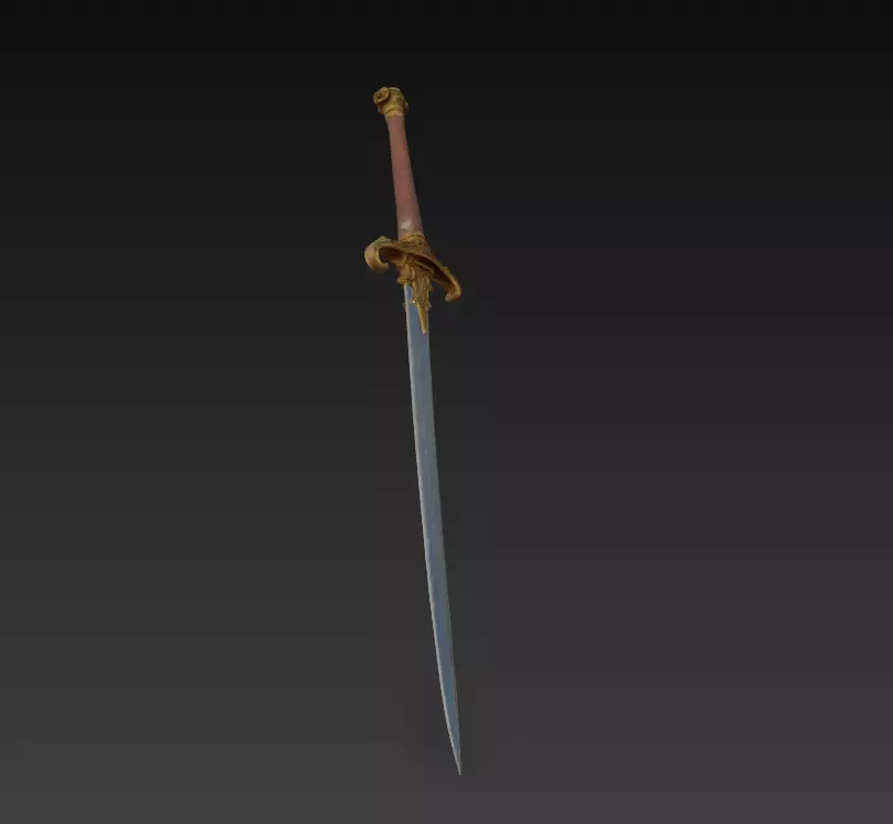 Medieval Royal Longsword - Low Poly Stylized 3D Weapon Low-poly 3D model_3