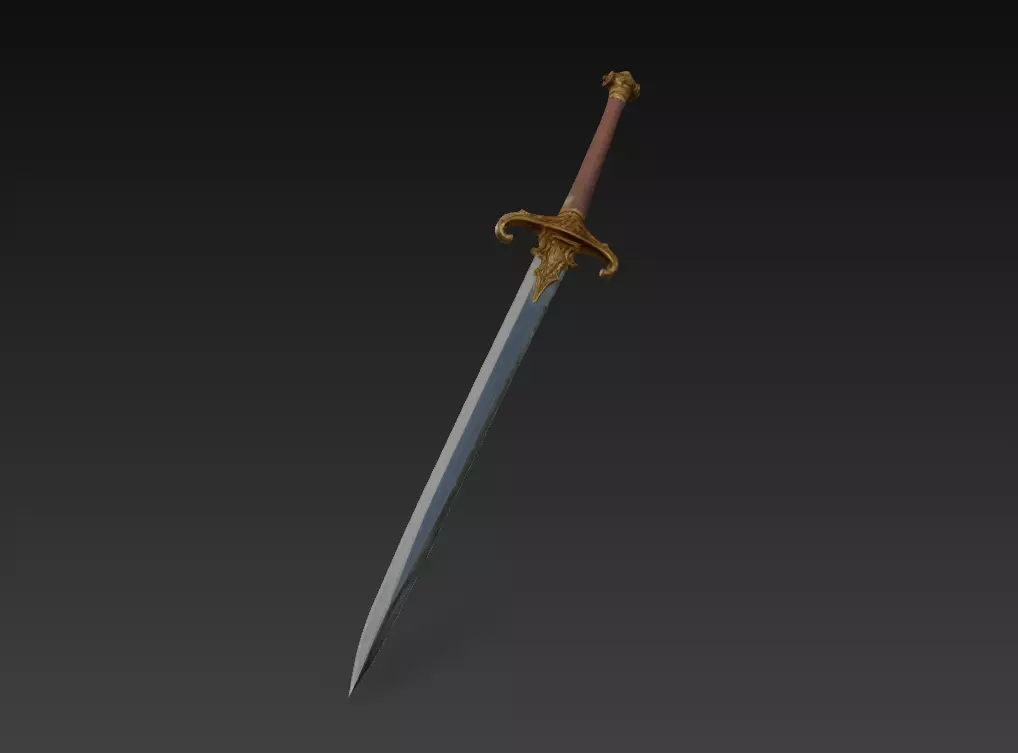 Medieval Royal Longsword - Low Poly Stylized 3D Weapon Low-poly 3D model_4