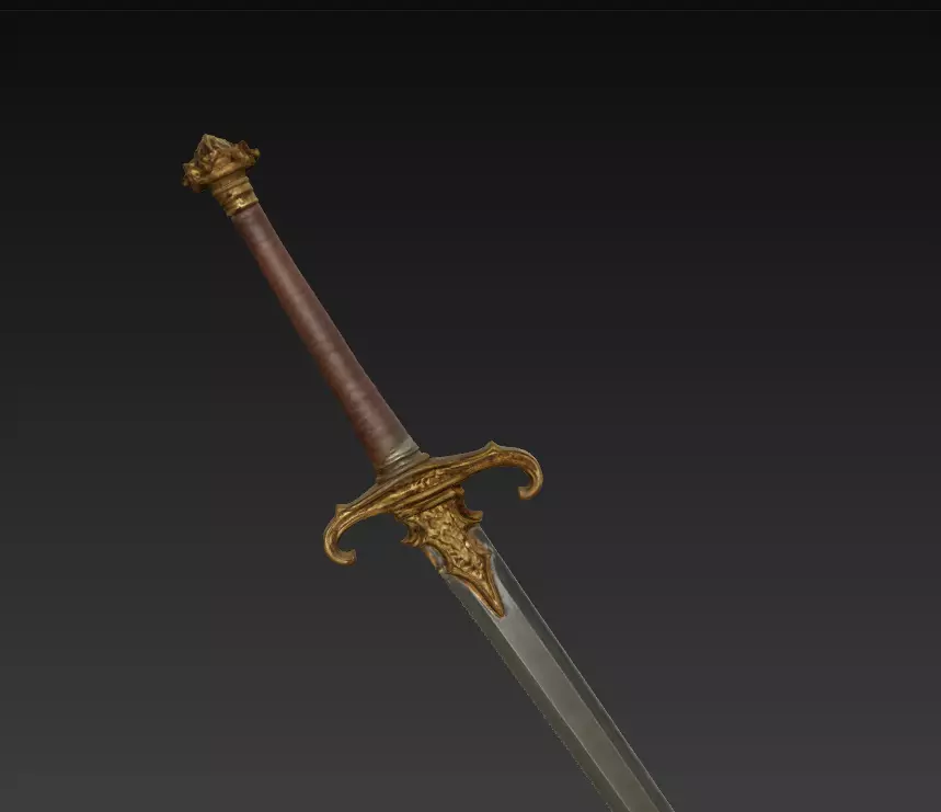 Medieval Royal Longsword - Low Poly Stylized 3D Weapon Low-poly 3D model_1