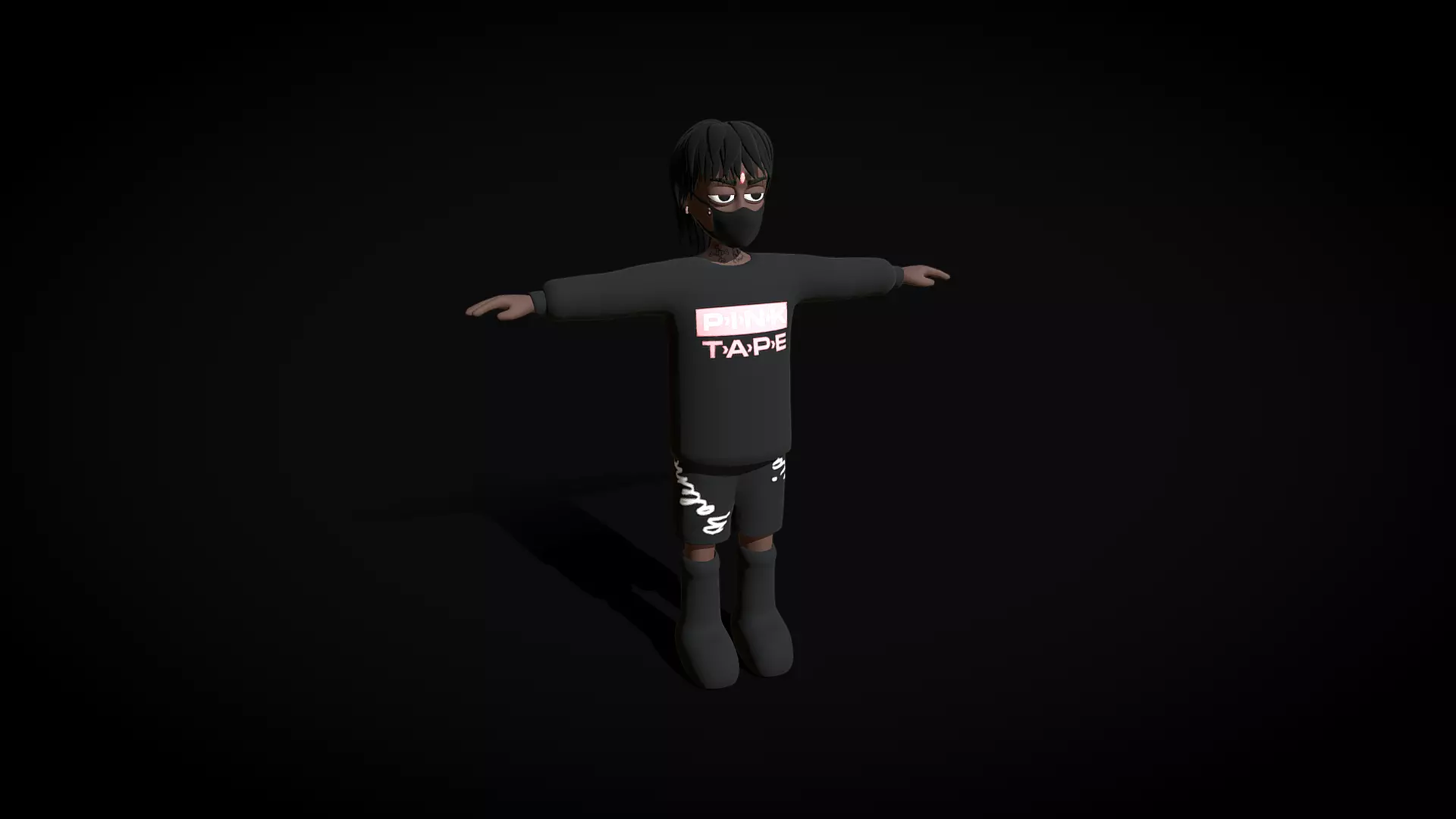 Lil Uzi Vert PINK TAPE Cartoon Character Low-poly 3D model_0